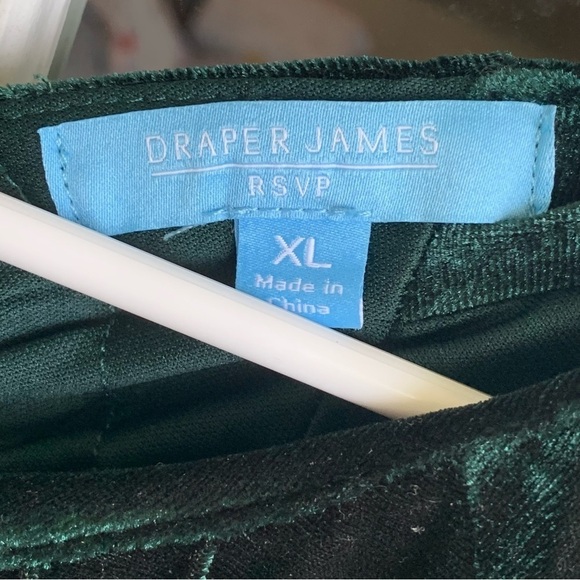 Draper James Womens Green Velvet Party Dress Midi Short Puff Sleeve Holiday XL - Picture 7 of 7